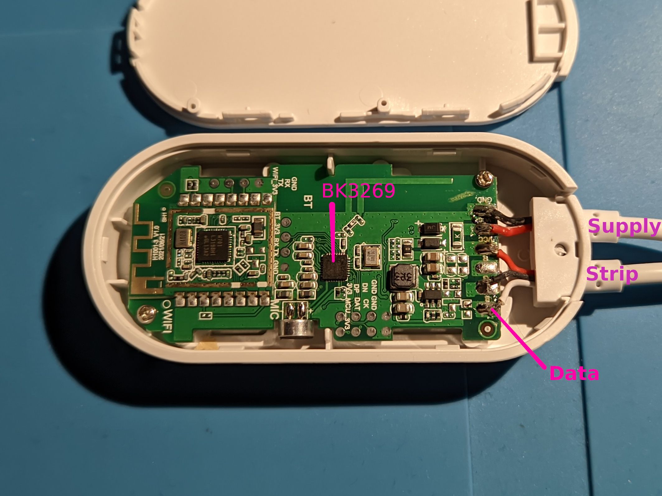 the opened controller case reveals a PCB
