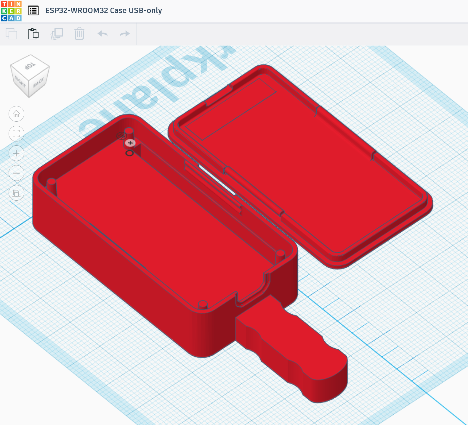 3D model of a previous case in Tinkercad